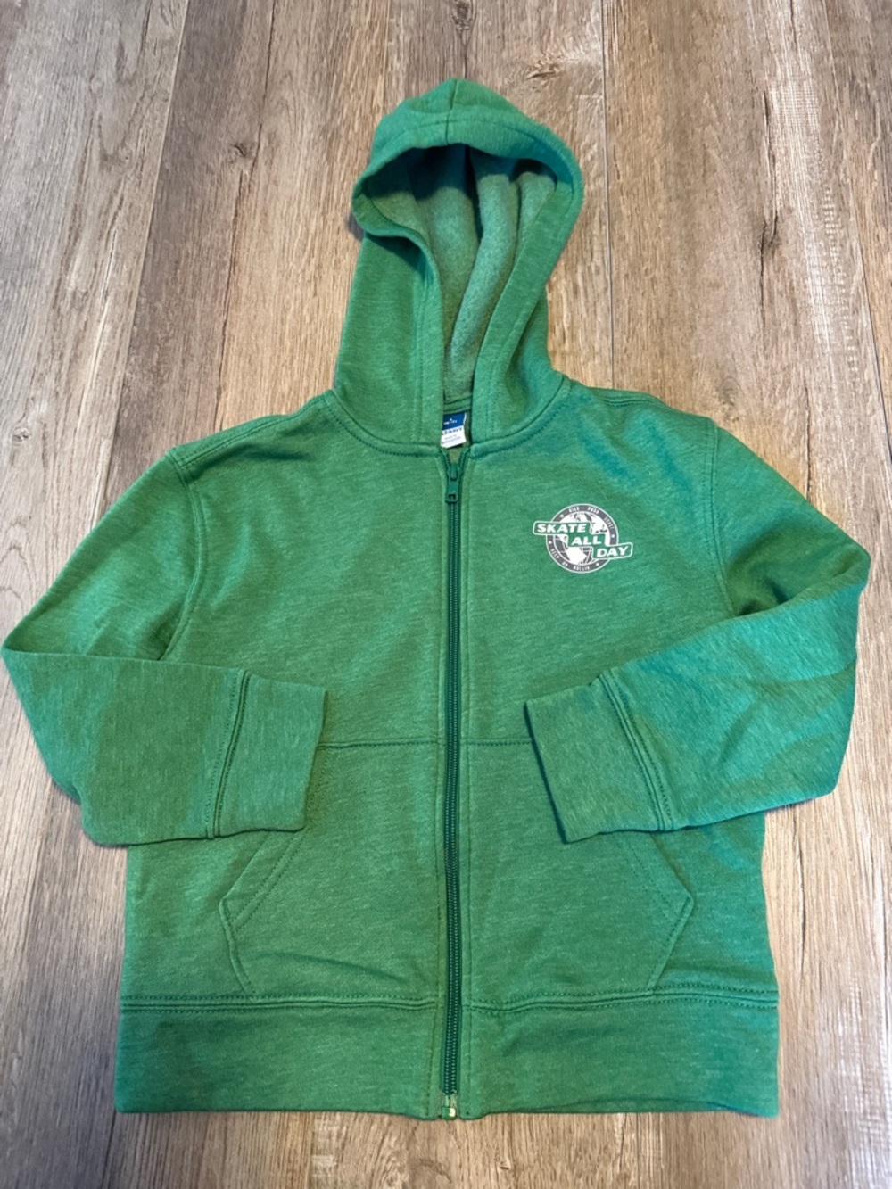 Old Navy Green Hooded Zip-Up Sweatshirt with Skate Graphic